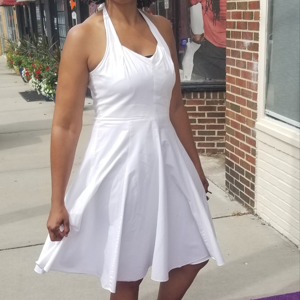 Ann Taylor Classic white A-Line halter dress